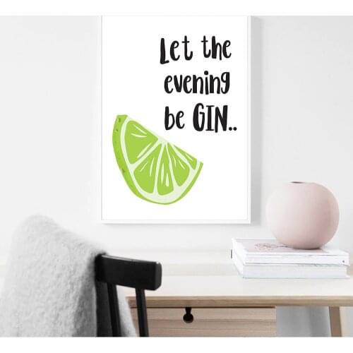 Let Evening Be Gin Poster Minimalist Quote Canvas Painting Nordic Lime Art Print Modern Wall Picture For Living Room Home Decor