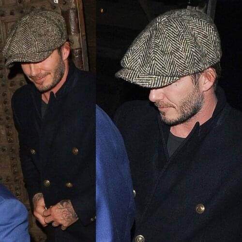 Fashion Newsboy Cap Men Cotton Blend Striped Cabbie Caps Flat Octagonal Golf Driving Hat Accessories