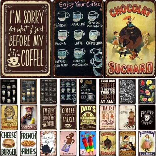 Coffee shop Metal Sign Vintage Tin Sign Plaque Metal Vintage Wall Decor for Coffee Bar Cafe Retro Metal Posters Iron Painting