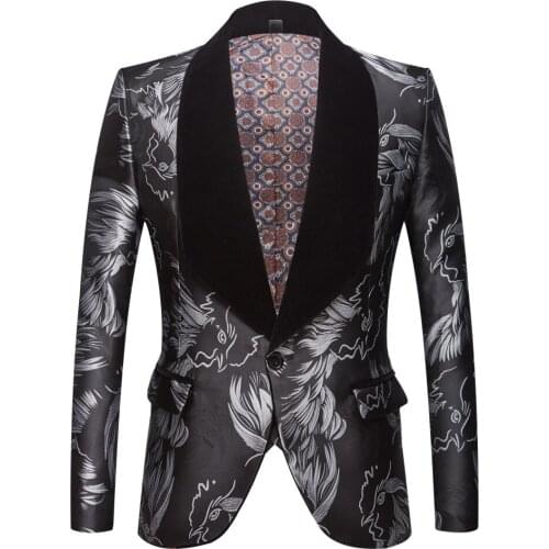 2 Pieces Black PrintingSlim Fit Set Wedding Suits Mens Suits Prom Tuxedos Grooms Jacket Wedding Party Suits Party Prom Dress