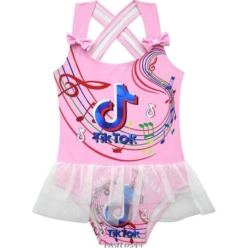 Tik Tok Girl Swimsuit 1-10 Years Teenage Girl Bikini Set Tik Tok 1 Piece Childrens Swimwear Small Girl Bathing Suit