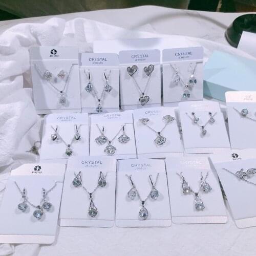 Manxiuni Jewelry Set for Women Handcraft Small Cute CZ Drop Earrings and Chain Pendant Necklaces Wedding Accessories Gifts