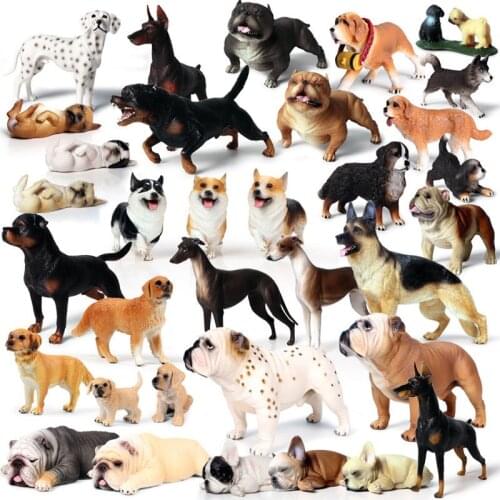 Simulation Hound Dog Miniature Figurine Lovely Bulldog Doberman Husky Corgi Shiba Dalmatian Model Home Garden Decor Ornaments
