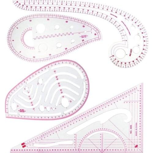 Sewing Ruler Set (4 Pcs) - Metric Ruler Set French Curve Pattern Grading Ruler Dressmaking Drawing Drafting Measure Template Too