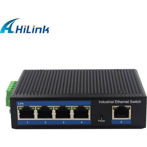 Un-Managed 5-port 10/100/1000Mbps Industrial Grade Ethernet Switch DIN-Rail Installation