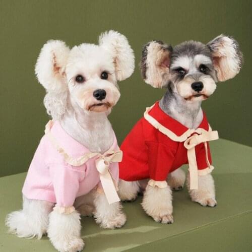 Dog clothes autumn and winter new small and medium-sized dog bow sweater Teddy Schnauzer Bome Corgi pet clothing