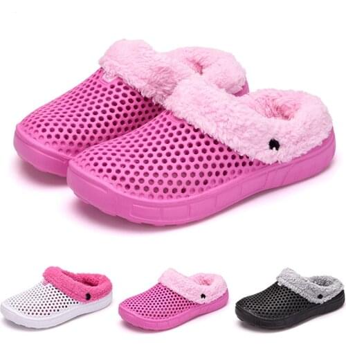 Origin Nest Women Eco Warm Winter Fur Garden Shoes Clog Indoor Casual Warm Home Slippers EVA Flat Clog Footwear Good Quality