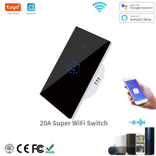 Tuya WiFi Boiler Switch Water Heater Touch Wall Panel for Smart Home APP Remote Control US Standard Work with Alexa Google Home