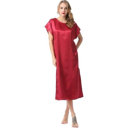 Sexy Women Silky Rayon Nightdress Sleepwear Female Illusion Nightgown Women Nightwear For Ladies Night Shirts Home Clothing