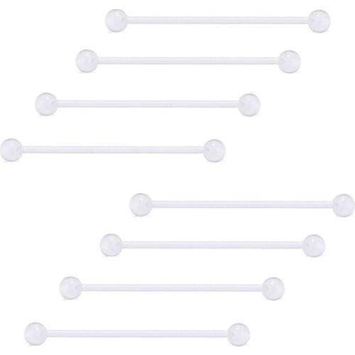 Clear Flexible Belly Button Ring Retainer Sports or Pregnancy Flexible Belly Rings Navel Bar 14G 1.6mm, 38mm length