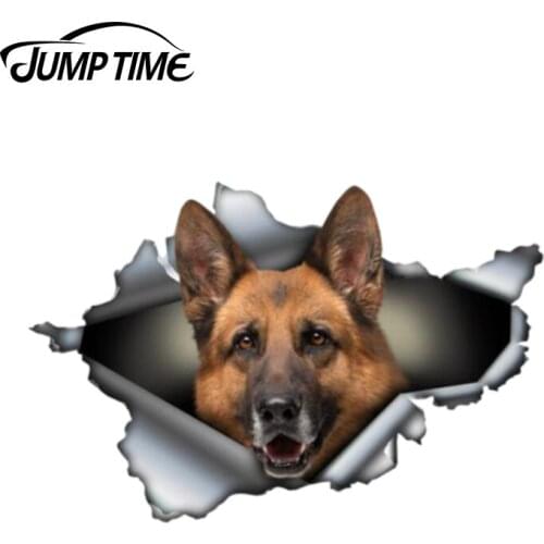 Jump Time 13cm x 8.6cm German shepherd sticker Laptop Decal 3D Graphic Vinyl Decal Car Window Laptop Bumper Animal Car Stickers