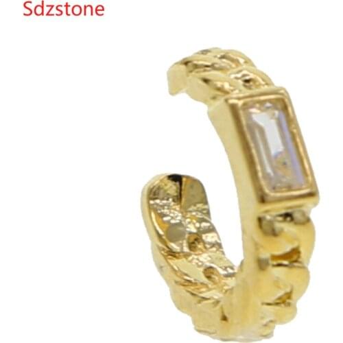 A Piece Colorful Cz Clip On Earrings Crystal Ear Cuff Non Pierced Earrings Nose Ring Fashion Women Earrings Punk Rock Earcuff