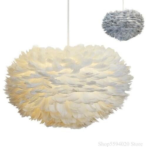 Feather Romantic Pendant Lights for Bedroom Living Room Hang Lamp Goose Feather Suspension Luminaire Loft Decor Lampadari E27