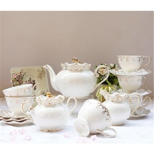 English Luxury Afternoon Tea Set Black Tea Pot Tea Cup Living Room High Grade Ceramic European Coffee Cup Set Hotel Accessories