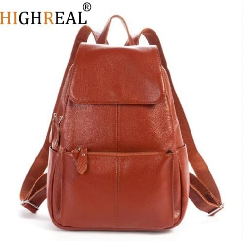 Women Backpacks Genuine Leather Famous Brand Ladies Backpack for Teenage Girls School Bags Fashion Mochilas Japan Korean Style