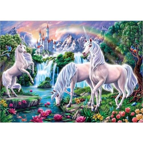 Counted Cross Stitch Kits Needlework Embroidery - Crafts 14 ct Aida DMC Color DIY Arts Handmade Home Decor - Unicorn Paradise
