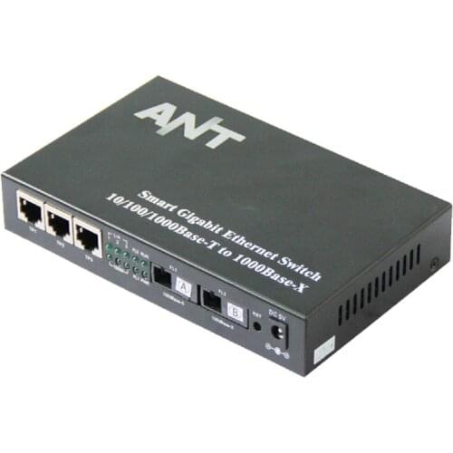 VLAN web management 3UTP&2SC Industrial Fiber Switch Ring mode 2 1.25G fiber port Smart Gigabit Ethernet Fiber Switch 1000M RJ45