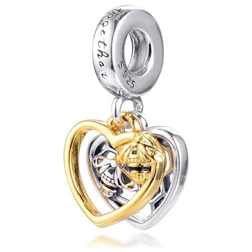 Fits For Pandora Charms Bracelets 100% 925 Sterling-Silver-Jewelry Hearts & Bees Beads Free Shipping