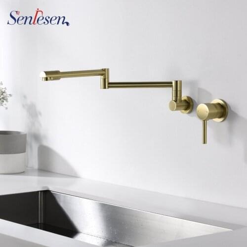 Senlesen Basin faucet Bathroom Super Long Pipe Two Holes Rose Gold Bathroom Faucet Sink Tap 360 Rotating Basin Tap