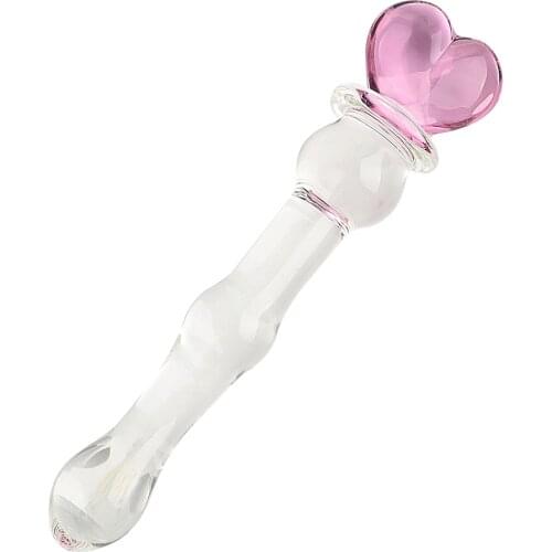 Glass Dildo Vaginal and Anal Stimulation Pink Heart Sex Toys for Women Anal Beads Adult Product