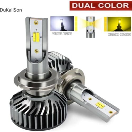 LED Canbus H1 H3 9005 HB3 9006 HB4 H8 H9 H11 H7 H4 LED Bulb 6000K 3000K 4300K MINI Car Headlight Dual Colors White Yellow Light