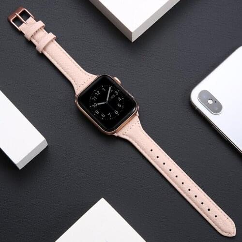 Slim Leather strap For Apple Watch band 44 mm/40mm iWatch Band 38mm 42mm 44mm Sport watchband bracelet apple watch 6 5 4 3 2 1