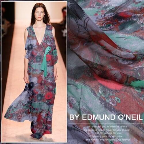 Thin printed silk chiffon fabrics through mulberry silk chiffon silk fabric summer dress silk fabrics
