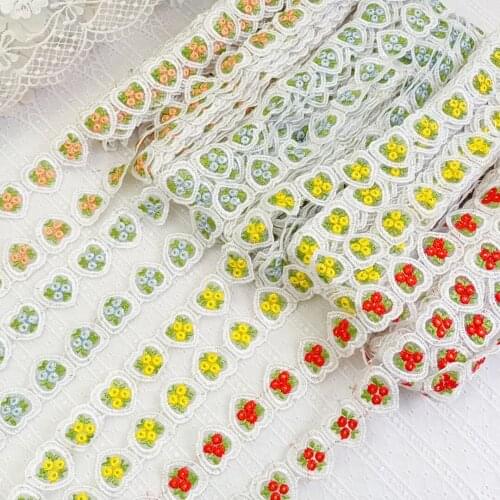 12.5Meters/Lot Yellow,Red,Orange,Green Heart-Shaped Flower Venise Venice Lace 2.5cm Width Wedding,Garment,Undergarment