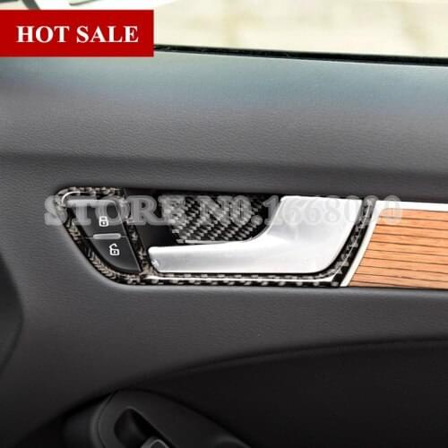 Carbon Fiber Inner Car Door Handle Bowl Trim Cover 8pcs For Audi A4 S4 2008-2015 Car accesories interior Car Trim