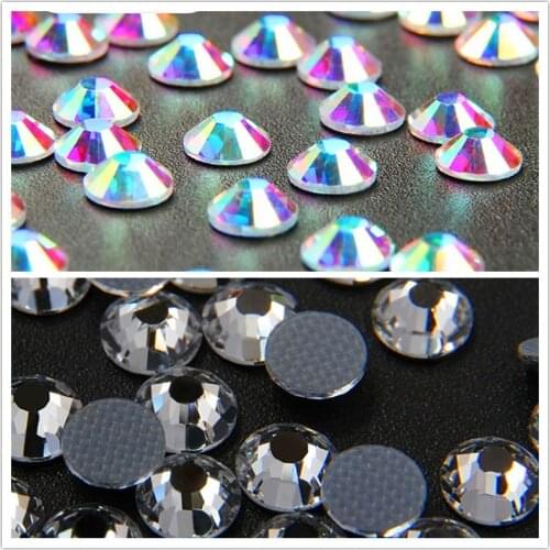 All Sizes SS4-SS40 Crystal AB & White Hotfix Rhinestones Glass Strass Iron For Nail Art Sewing Shoes Crafts& Fabric Decoretion