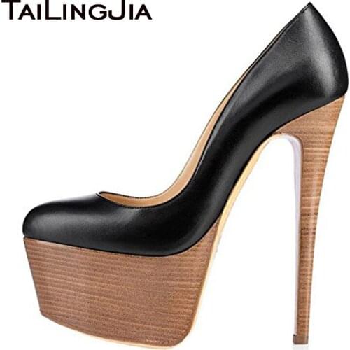 Supper High Heel Platform Woman Pumps Sky High Heel Slip On Stilettos Plus Size Party Dress Spring Shoes Free Shipping