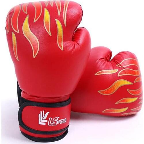 1 pair Kids Adult Boxing Gloves Professional Flame Mesh Breathable PU Leather Flame Gloves For Sanda Boxing Training Gloves