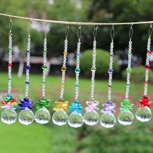 1PCS Chakra Handmade Crystal Suncatcher Rainbow Hanging Pendant Home Wedding Decor Car Charm Pendants