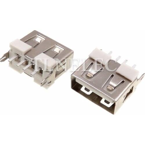 10pcs USB 2.0 Type-A Flat Edge Famale Plug Socket Connector Jack Port SMT 4 Pins The White Plastic Core Receptacle DIY Repair