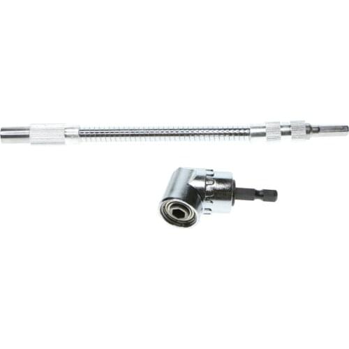 105 Degree 1/4 Inch Right Angle Drill Adapter and Flexible Extension Bit