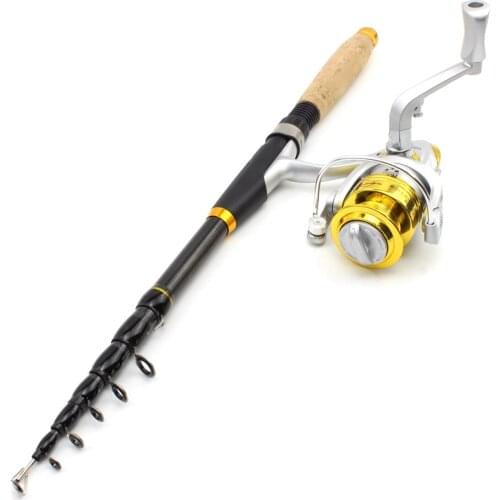2.1M Fishing rod with reel Carbon Telescopic Fishing Rod Portable Spinning Rod and Reels Multifunction set Travel trout rods