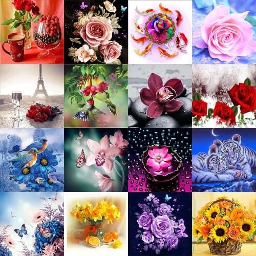 5D diy diamond embroidery mosaic pattern flower picture home decor gift round diamond painting cross stitch Kits