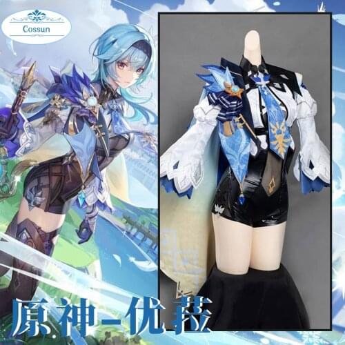 Anime Genshin Impact Eula Game Suit Uniform Cosplay Costume Halloween Carnival Party Outfit For Women 2021 NEW