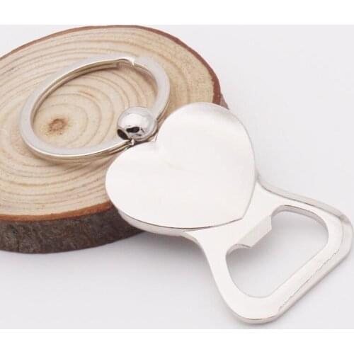 Free Engraved Love Heart Keychain Bottle Opener Keyring Personalized Wedding Favor Gift Souvenir LX8382
