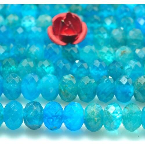 Apatite 4x6mm Natural Gemstone Beads roundel faceted for silver 925 jewelry Necklace Earring bracelet 15inch ICNWAY