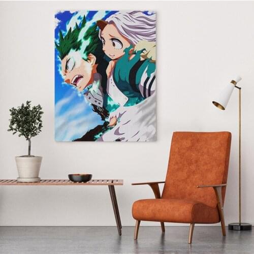 Popular Japanese Anime My Hero Academy Deku and Eri Izuku Anime Poster Canvas Wall Art Print Home Decoration Living Room Paintin