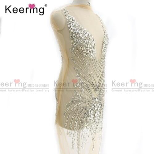 Imitation ALMODAL Large Size Hand-made Rhinestone Panel For Wedding Dress WDP-066