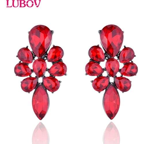 Classic Flower Design Retro Crystal Stud Earrings Elegant Women Piercing Earrings Fashion Jewelry 2018 New Arrival