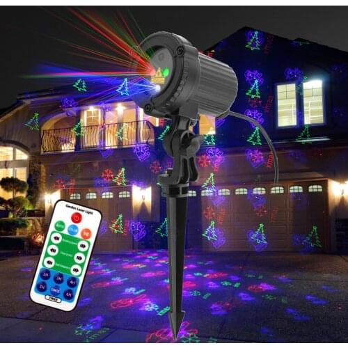 RGB Remote Static Star Christmas Tree Snowflake Laser Light Projector Garden Outdoor Light Waterproof Xmas Holiday Shower Lights