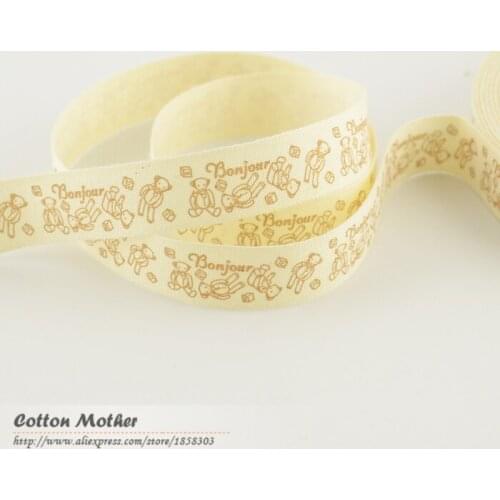 Handmade Label 1.5CM Width Zakka Cotton Ribbons Little Bear Label Garment Shoes Bags Labels Accessory Sewing Labels F039#-3