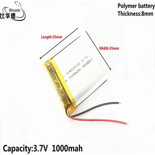 Good Qulity Liter energy battery 3.7V,1000mAH 803535 Polymer lithium ion / Li-ion battery for tablet pc BANK,GPS,mp3,mp4