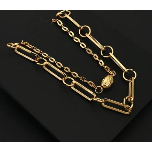 Flashbuy New Design Punk Chunky Thick Chain Pendant Necklace for Women Alloy Metal Geometric Chain Necklace Jewelry