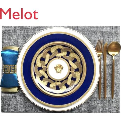 Model Room Tableware Set European American Light Luxury Western Cuisine Steak Plate Dining Table Plate Decoration Creative Plate