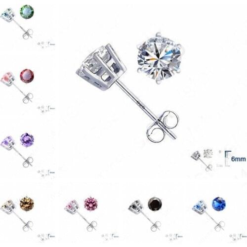 Trendy Round Design Stud Earrings For Lovely Women Girls Real 925 Sterling Silver Jewelry Beautiful Accessories Gifts Item