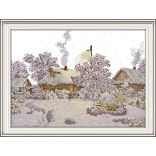Winter Village cross stitch kit aida 14ct 11ct count print canvas cross stitches needlework embroidery DIY handmade